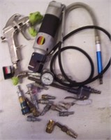 Assortment of Pneumatic tools and parts including