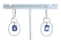 14K WG Diamond & Amethyst Latch Back Earrings