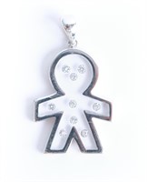 18K White Gold Figural Pendant w/Diamonds