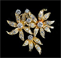 Vintage Kurt Wayne 18K YG & Diamond Brooch Clip