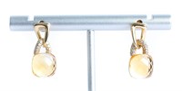 Pair, 14K YG Citrine & Diamond Post Back Earrings