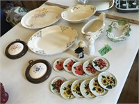 vintage china pcs, metal tiny plates, s&p