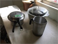 metal pitcher, pressure cooker, casserole dish