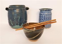 Hand Thrown Pottery Jars & Rice Bowl Bracker KS
