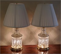 Pair 24" Cut Crystal Table Lamps