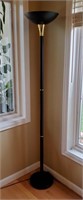 Pair 72" Black & Gold Torchere Style Floor Lamps