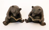 Cast Iron Reading Bears With Spectacles Bookends