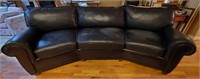 Midnight Black Leather Curved Couch