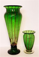 Matching 16" & 7" Contemporary Art Glass Vases