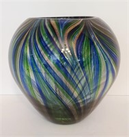 7" Contemporary Art Glass Vase Gold Aventurine