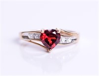 10K Yellow Gold & Tourmaline Heart Ring