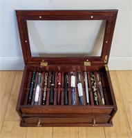 Pen Display Case With 11 Fashion Fountain Pens