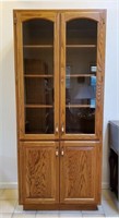 Contemporary Oak Glass Door Storage Cabinet