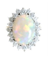 18K YG 5.5 CT  Australian Opal & Diamond Ring