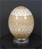 7" South African Ostrich Eggshell Mosaic Sculpture
