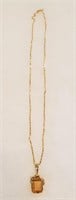 15" 14k Gold Necklace With Citrine ? and Diamond