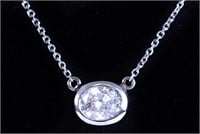 14K White Gold & 1 CT Diamond Pendant Necklace