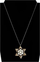 14K WG YG Sapphire & Pearl Pendant Necklace