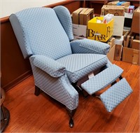 Blue Traditional Style Recliner Wing Chair