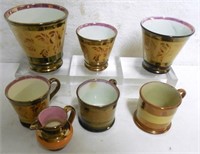 Mixed Lot of 8 Copper Luster Cups/Mugs/Etc.