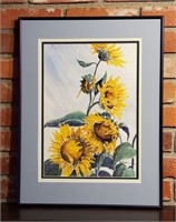 Watercolor Painting Golden Sunflowers BJ Durr WY