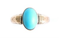 Native American 18K Yellow Gold & Turquoise Ring