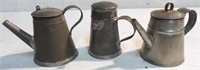 Lot of 3 Small Tin Coffee Pots