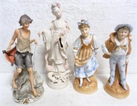 Lot of 4 Bisque Figurines Some Signed