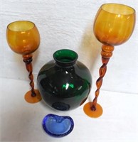 Lot of Glass Vase Candle Holders Ashtray