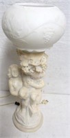 Carved Stone Lamp Cherubs and Grapes