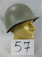 WWII FRONT SEAM FIXED BAIL HELMET & LINER