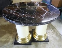 Marble top table, with removable plastic pillars