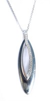 18K WG & Sterling Diamond Pendant Necklace