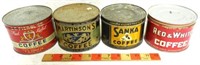 Lot of 4 Vintage Coffee Cans