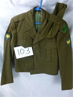 KOREAN WAR IKE JACKET & HAT 4TH DIV SZ 38S