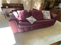 Couch 7', plum and white striped