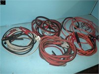 Crate of booster cables & HD electric cord