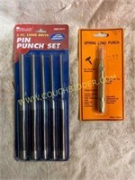 Spring loaded punch and pin punch set