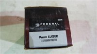 BOX OF 100 ROUND FED. 9 LUGER AMMO