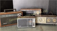 4 Antique Radios: Sony, GE, Zenith