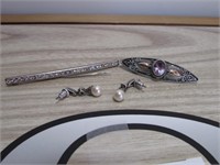 4pc Victorian Sterling Silver 925 Jewelry Lot