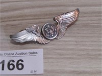 WWII USAF 3" Sterling Silver Pilots Wings