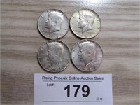 (4) 40% Silver Kennedy Half Dollars