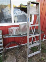 Vintage Wood Ladder, Glass Blocks, Iron Board