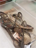 Box silver plated serving utensils