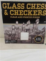 Glass chess and checker set