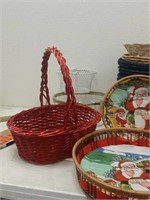 Large lot of baskets including Chistmas tray
