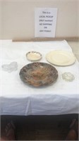 Decorative platter, trinket box and misc glass