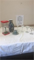 Stemware, vase and suki cup