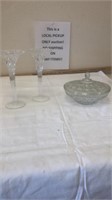Crystal Candle Holders and Cut Glass Candy Dish